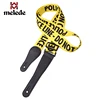 Thermal transfer polyester yellow police line bass electric anime guitar strap with PU leather ends polyester webbing strap