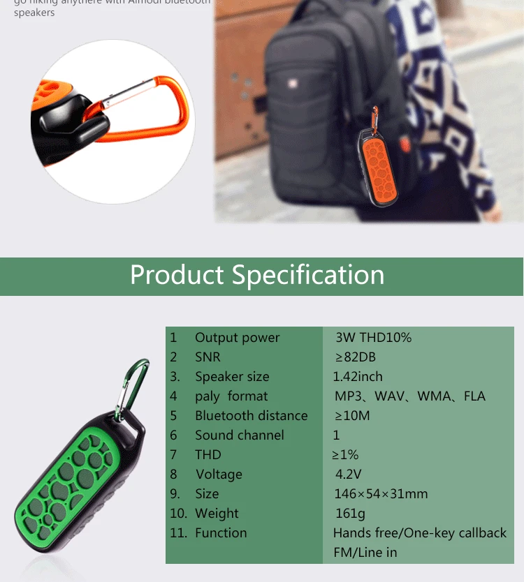 2016 Waterproof portable bluetooth speaker bass
