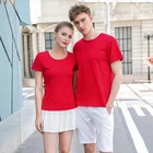 Red Fluorescein Promotional Cheap Gym Tops,Dry Fit 100% Polyester Men Women O Neck Sport T shirt