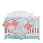 100% Cotton sateen flower printed newborn baby luxury bedding set for baby crib
