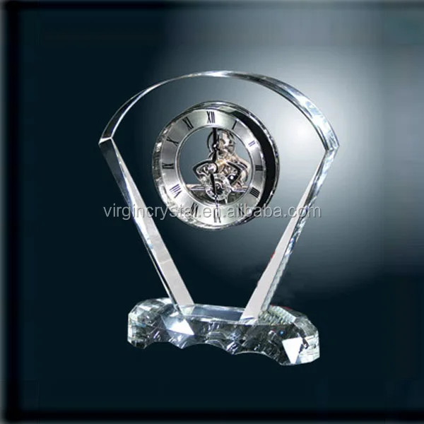 crystal table deoration glass clock for desk gifts souvenirs