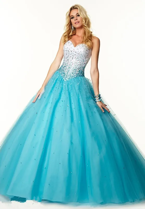 Sweetheart Ball Gown Long White Pink Quinceanera Dresses Blue And White Sweet 16 Dresses Vestidos De Quinceaneras 2015,QD005