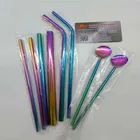 Hot! Stainless steel rainbow colored metal straw for drinking