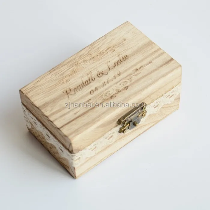 custom unfinished small wooden gift ring box for packaging