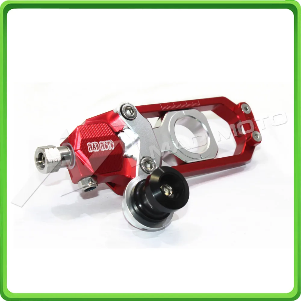 Motorcycle Chain Tensioner Adjuster with bobbins fit for HONDA CBR 600 RR CBR600RR 2011 2012 2013 2014 2015 2016 Red & Silver (10)