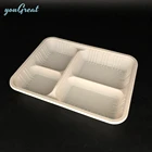 Hospital Food Tray D28 Bagasse Biodegradable Disposable Hospital Food Fish Shape Plate Fiber Tray