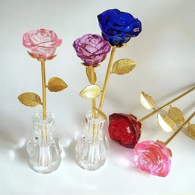 romantic artificial crystal rose flowers valentines day gift