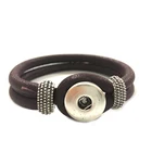 Snap Button 6mm Man's Stitched Light Leather Bangles Bracelet