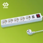 5 way European type usb extension socket with lighting switch