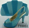 Unique design light blue women leather fashion high heels shoes and handbag set