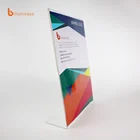 Custom A5 Transparent Acrylic T Slanted L Shape Poster Menu Sign Holder Display Table Stand
