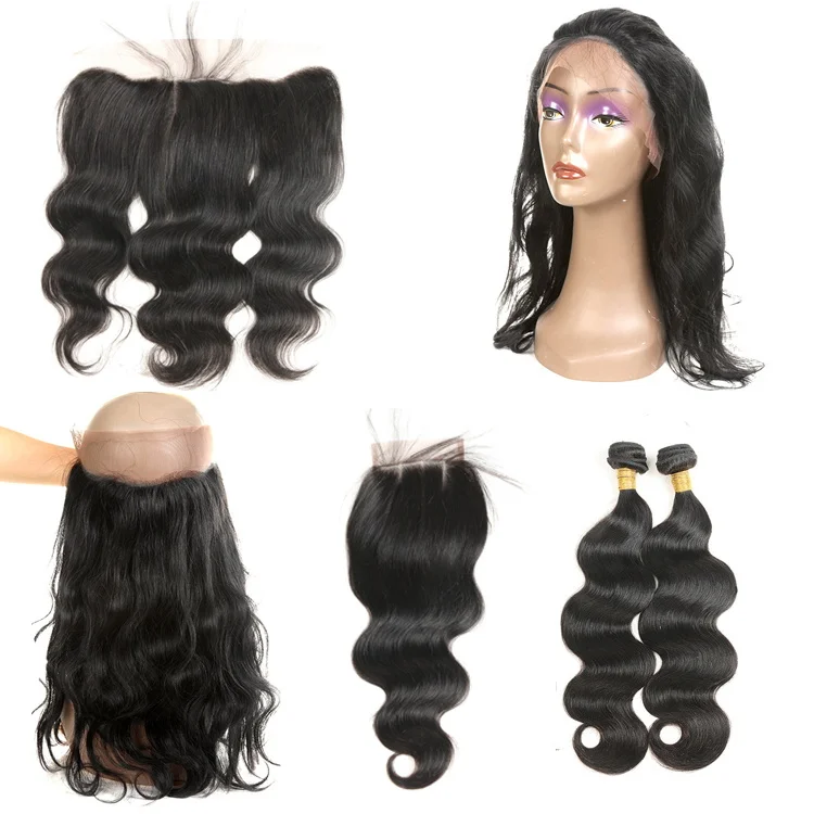 8a Grade Per Plucked 360 Lace Frontal Closure With 2 Bundles