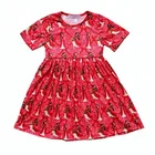 new model girl dress kids red princess tunic tops frock design for baby girl little girls party dresses