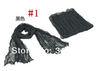 JPscarf 9000 Korean wrinkle scarf wild candy -colored transparent elegant silk scarf shawl lots of colors