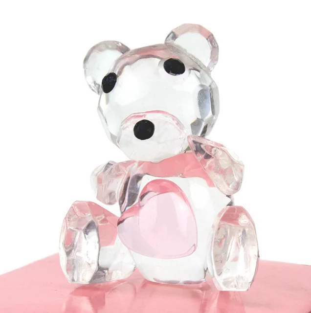 wholesale mini clear crystal teddy bear model for baby gifts