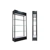 78" Tall Tempered Glass Perfume Shop Display Cabinet/ Black Lockable Sliding Glass Door showcase