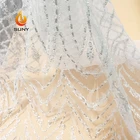 SUNY White Wave Handmade Soft 3D Beaded French Lace Fabric Africa