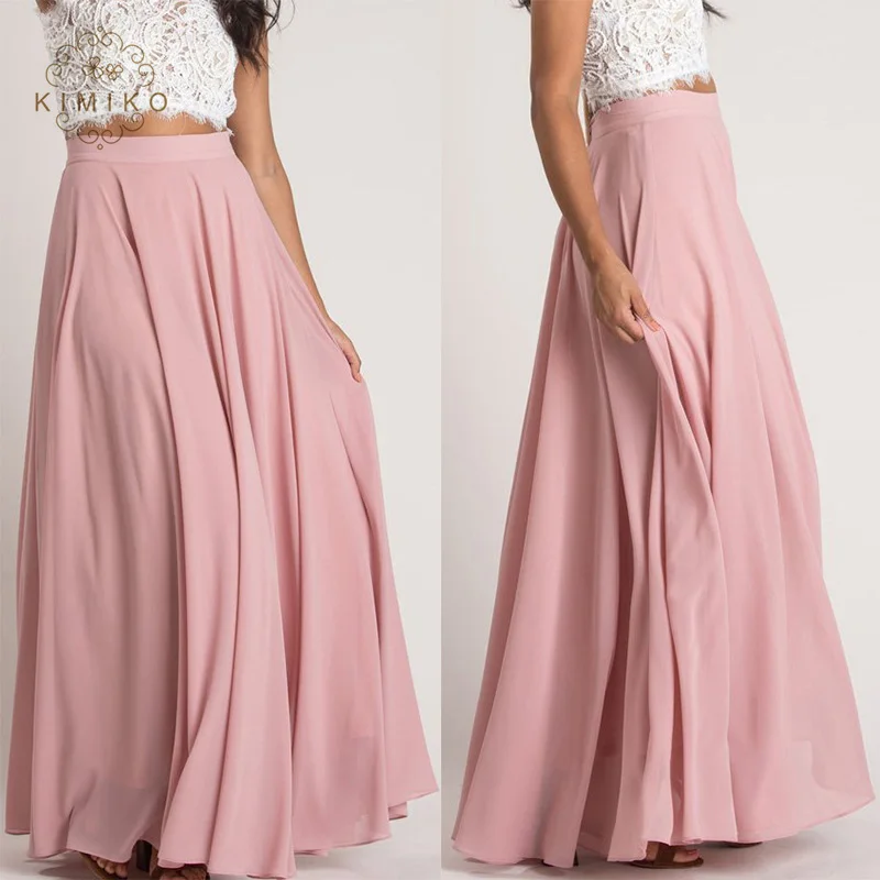Plain Pink Maxi Long Skirt 