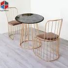A set emperador coffee brown marble dinning room table