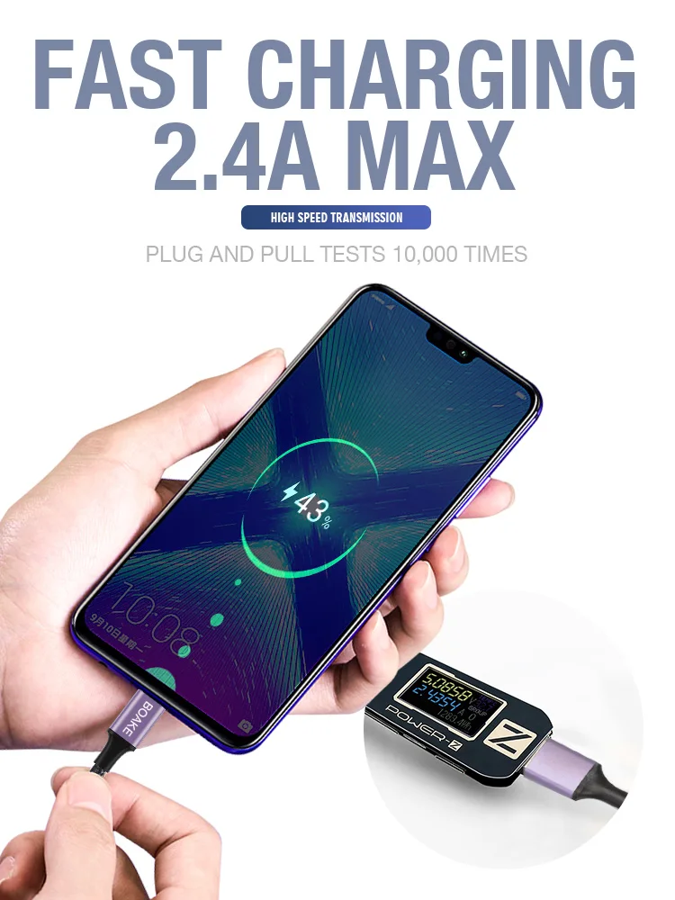 High quality purple aluminium alloy head type-c usb cable nylon braided 2.1A cell phone usb type c cord - ANKUX.COM