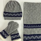 Man's winter customized knitted hat glove scarf set,fashion cheap acrylic knitted hat scarf gloves set