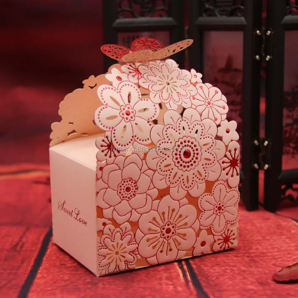 candy box/laser cut wedding favor box/custom made paper gift bo