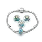 New Designs Sky Blue Colorful Silver Large Hole Murano Beads GBS0007