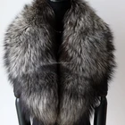 Luxe Pull through Style Genuine Silver Fur Scarf High Quality Real Fox Fur Collar