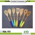 New Style Bamboo Salad Spatulas Silicone Handle , Kitchen Utensils Bamboo Spatulas, Cooking Tool Salad Spatulas Silicone Handle