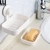 Bathroom Wall Mounted Suction Cup Hanging Soap Holder Wall Mounted Double Layer Plastic Soap Dish Holder