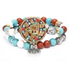India religion hinduism symbol buddha lotus charm turquoise beaded bracelet,Nepal style turquoise beaded bracelet