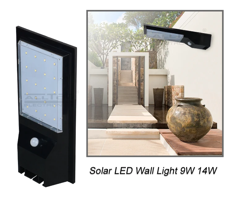 Waterproof garden ip66 9w 14w solar led modern wall light