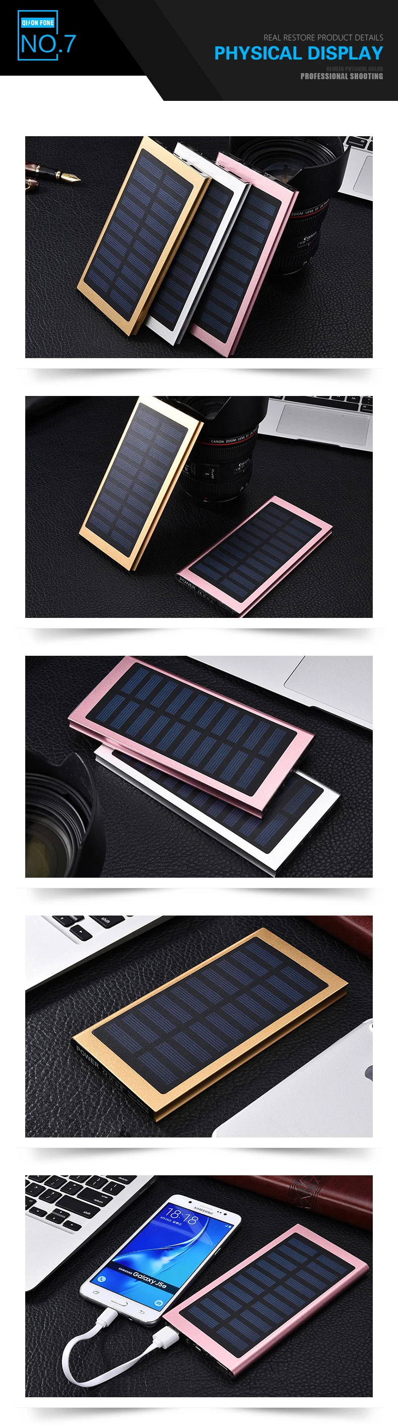 mobile charger 20000 mAh portable solar power bank with led light - ANKUX.COM