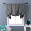 Thermal Insulated Rod Pocket Plain Grey Blackout Tie up window shade Curtain for small window