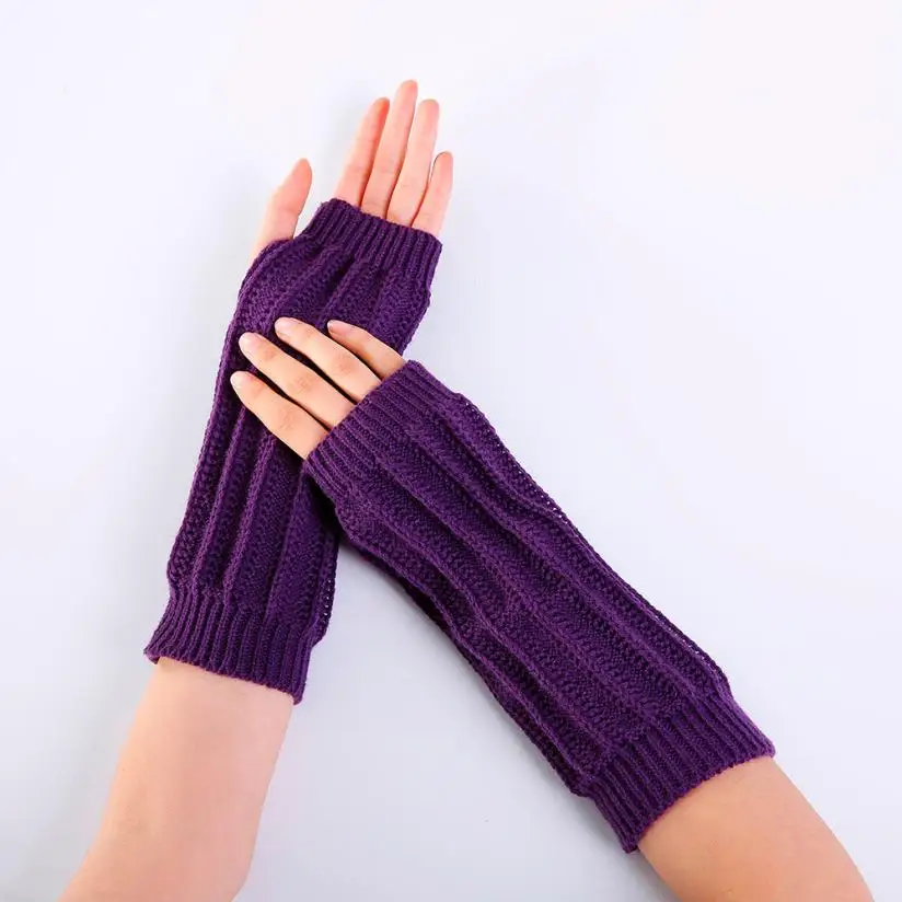 Fashion Women Winter Wrist Arm Warmer Knitted Long Fingerless Gloves Mitten New