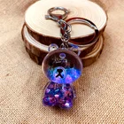 Hot Sale Lovely Cute Souvenir Bear Quicksand Custom Liquid Acrylic Keychain Maker For Key Holder