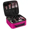 Makeup Train Case with Adjustable Dividers Cosmetic Bag Organizer Travel Kit Artist Case with Brush Holders Rose