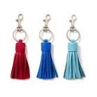 Leather Tassel Keychain Gold Plated Keyring Bag Charm ,leather tassel manufacturer