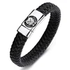 2018 Wholesale Fashion Mens Owl Design Steel Charm Leather Bracelet for Punk jewellery men bracelet bangle