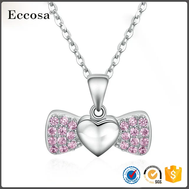fine jewelry 925 sterling silver sweet heart bowknot pink