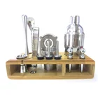 New Design 14 Pcs Cocktail Shaker Set with Baboo Stand Bar Wine Tools