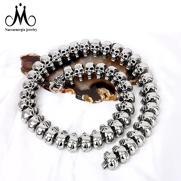 Hip Hop Punk Style Stainless Steel Casting Link skull Necklace Men Jewelry