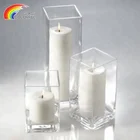 Rectangular clear glass candle holder for decorative