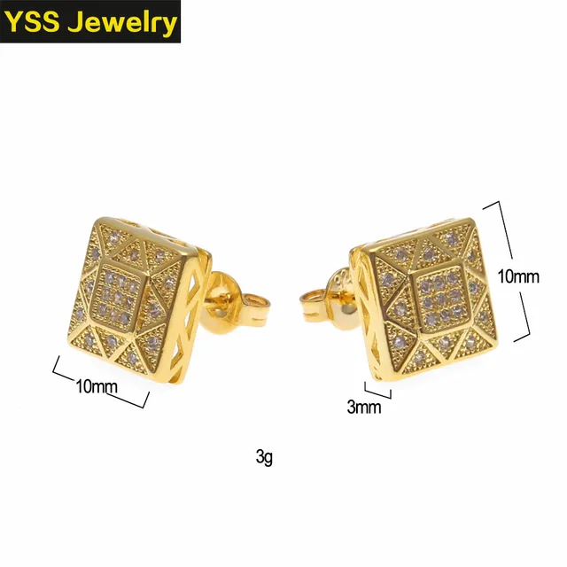 Hip-hop jewelry 925 silver Earrings Ice out gold plated earrings Whole sale High Quality Female jewelry earrings
