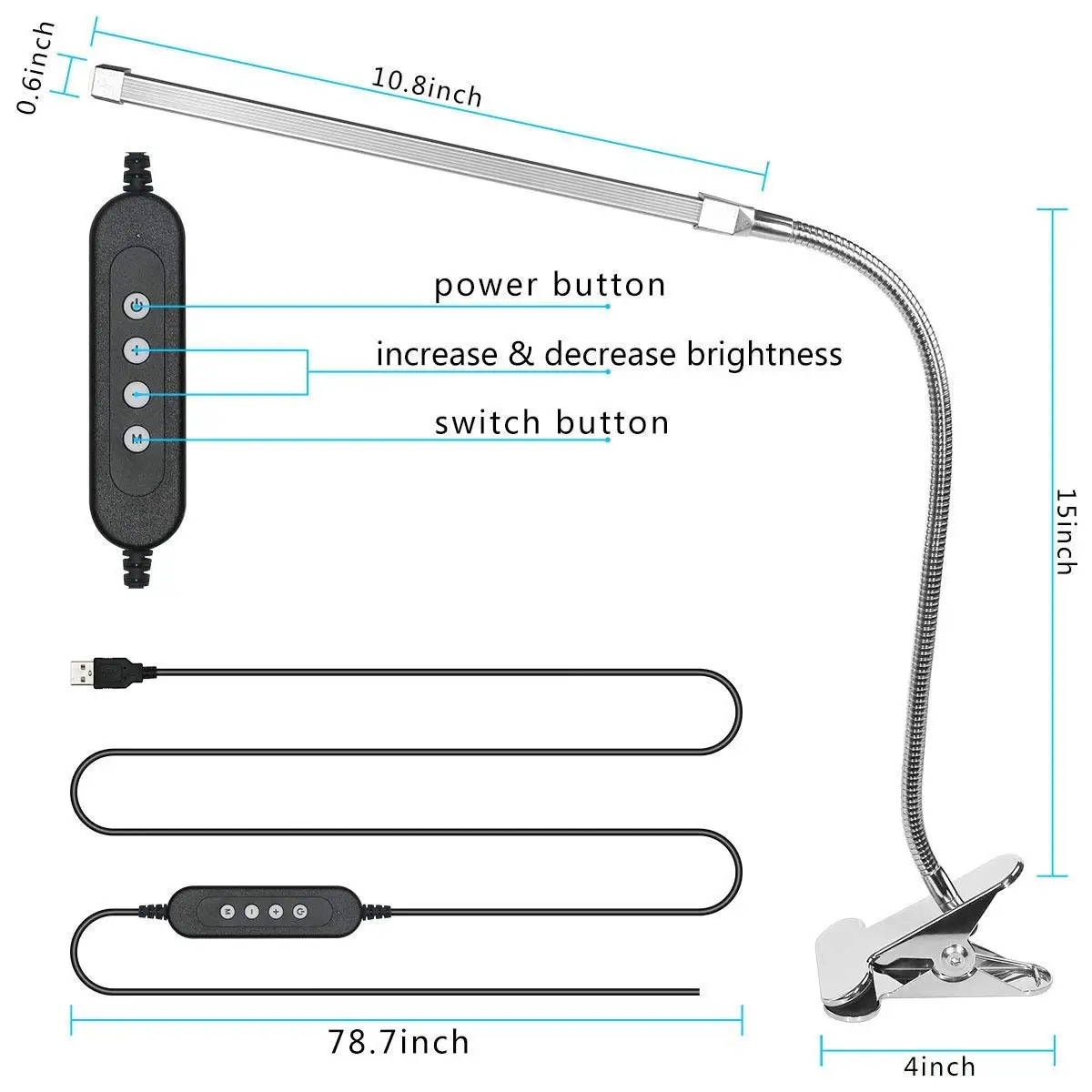2020 Yarrae Gooseneck 8W 3 Color Temperature Changeable LED Clamp Desk Lamp