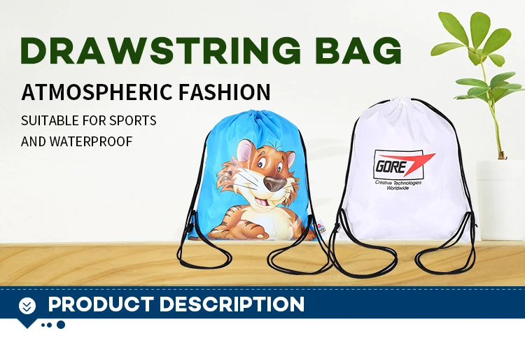 High quality small custom logo organic cotton drawstring cord bag