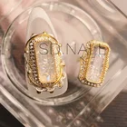 2019 luxury fashion zircon nail art crystal sand rectangle 3d nail charms nail decorations