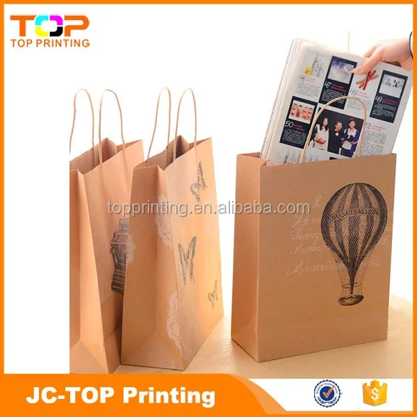 custom printing brown kraft paper shopping bag paper gift bag