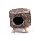 China modern luxury pet plush wood furniture condo cage tower cat tree house indoor