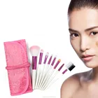 8 Pieces Aluminum Ferrule Pink Portable cosmetic makeup brush set cute for girls